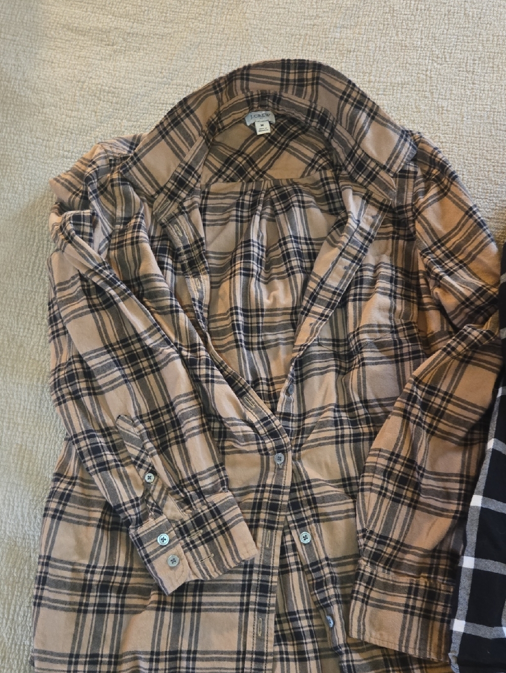 J. Crew Brown and Black Plaid Button-Up Shirt